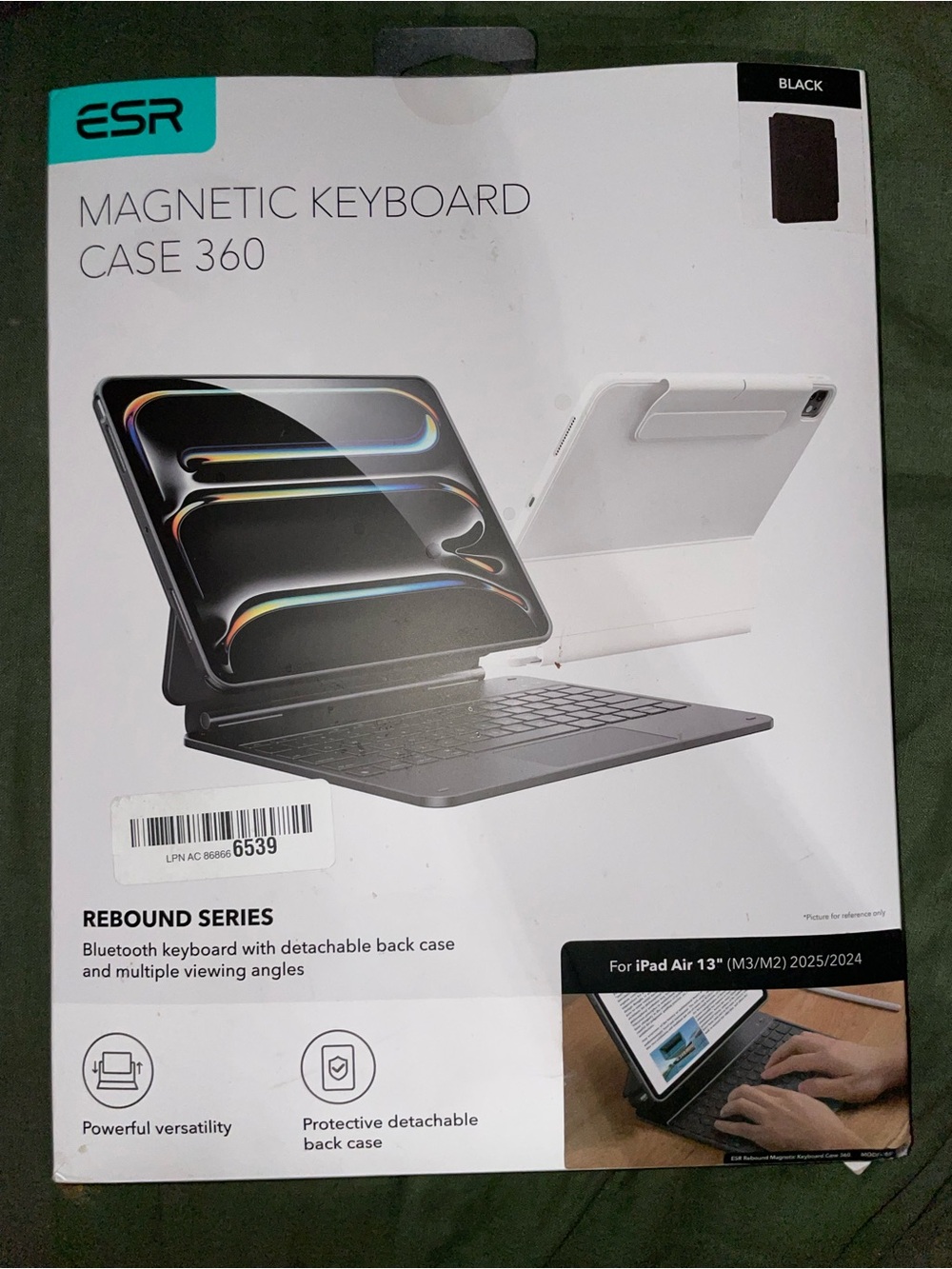 ESR Magnetic Keyboard Case 360 Rebound for IPad Air 13inch M3/M2 2024/2025 Black
